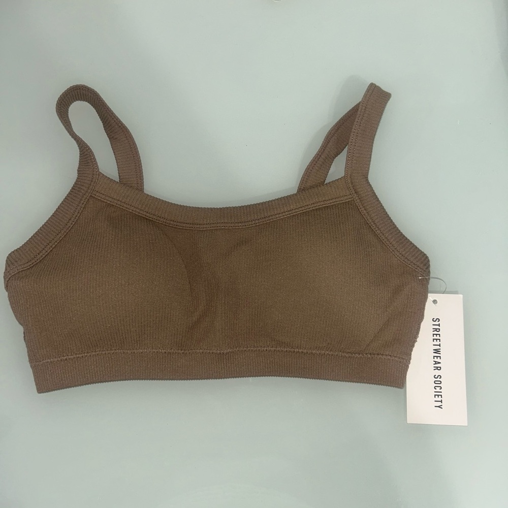 Streetwear Society Brown Cropped Tank Intimates